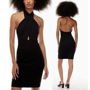 NWT TEN BY BABATON Aritzia Odeon Bodycon Ribbed Halter Dress Size Large Black